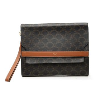 Celine Pre-owned Celine Triomphe Coated Canvas Wristlet Flap Pouch Ladies VZN4NWNV0OEBMPGT