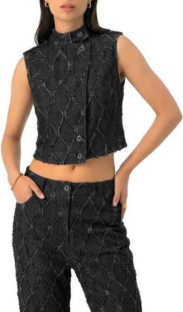 Ivonne Distressed Denim Vest in Black at Nordstrom, Size 14