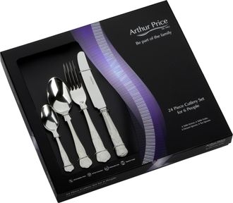 Arthur Price Kings Stainless Steel 24 Piece 6 Person Boxed Cutlery Set