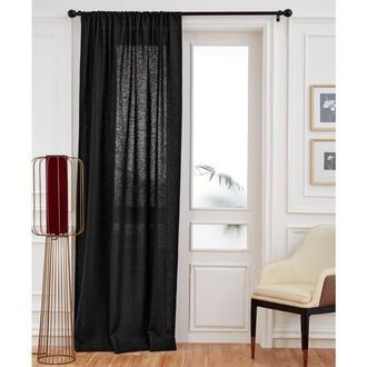 Solino Home Linen Curtain with Light Filtering Rod Pocket for Living Room, Bedroom in Black at Nordstrom, Size Medium