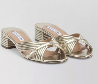 Aquazzura sundance 35 mm metallic strappy block sandals
