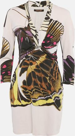 Roberto Cavalli Pink Printed Jersey Sheath Dress