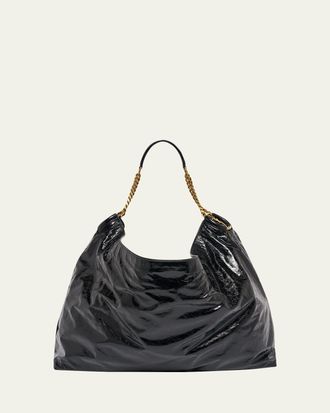 Saint Laurent Cassandre Hobo Bag in Crinkled Patent Leather