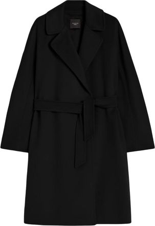 Max Mara Jassen, Dames, Zwart, 2Xs, Wol, Elegante wollen jas met brede kraag