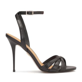 Kazar Schoenen, Dames, Zwart, 37 EU, Leer, Zwarte leren sandalen vastgemaakt rond de enkel