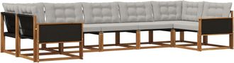 vidaXL Conjunto De Sof&aacute;s De Exterior 7 Uds. Natural Y Gris Claro Vidaxl