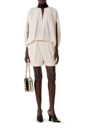 Lanvin Knotted Loose-Fit Crepe Top in Beige at Nordstrom, Size 38 Eu