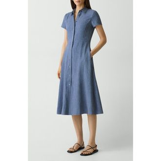 Theory Stretch Linen Blend Shirtdress in Light Denim at Nordstrom, Size 16