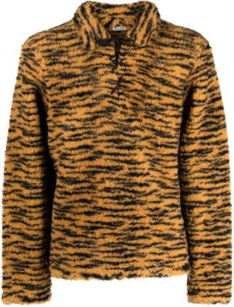 Bode tiger-print lace-up jumper - men - Polyester/Wool - M - Orange