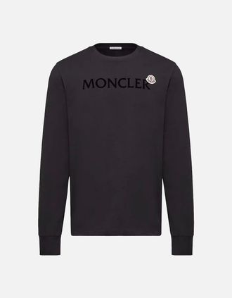 Moncler Mens ARCHIVE LOGO LS T SHIRT - Black - Size: 40