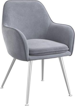 LPD Furniture Tara Indoor Dining Chair (Pack of 2) - Velvet/Metal - L62.5 x W59 x H84.5 cm - Grey/Silver - Partially Assembled