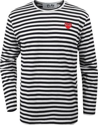 Comme Des Gar&ccedil;ons Striped Long-Sleeve T-Shirt White AZ-T164-051-1