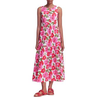 Boden Floral Print Poplin Midi Dress in Pink Radiant Bloom at Nordstrom, Size 12