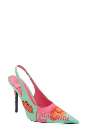 Jeffrey Campbell Surpass Slingback Pointed Toe Pump in Green Bad Girl Combo at Nordstrom, Size 7.5