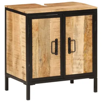 vidaXL Mueble De Ba&ntilde;o Madera Maciza De Mango Y Hierro 55x35x60 Cm Vidaxl