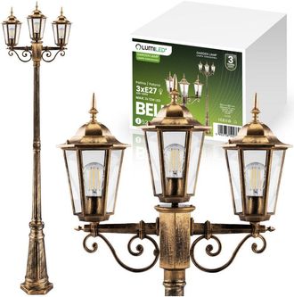 OEM L&aacute;mpara De Jard&iacute;n Exterior 3xe27, Poste De 2 M, P&aacute;tina Bellis Lumiled