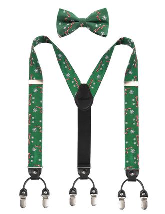 Alizeal Mens Christmas Elastic and Adjustable Braces and Novelty Bow tie Set, 083-021