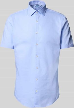 Jake*s Slim Fit Kurzarmhemd mit Knopfleiste in Bleu, Größe 37/38