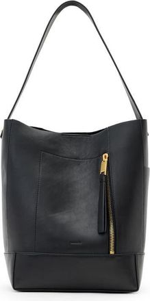 AllSaints Alba Leather Hobo Bag in Black Leather at Nordstrom