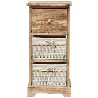 Mobili Rebecca Rebecca Mobili Comodino 3 Cassetti Legno Vimini Natural Camera 63x30x27