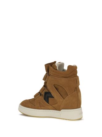 Isabel Marant Womens Leather High-Top Sneakers Cognac-Black Calf (upper) Trainers Cognac/black