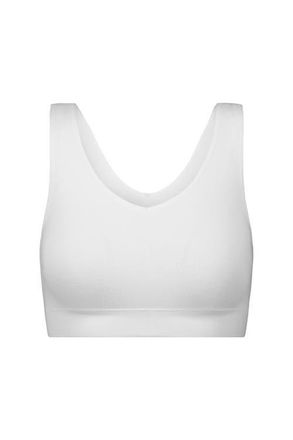 BraBar/Boutique Soft Reversible V Crop Top Bralette in White at Nordstrom, Size Large