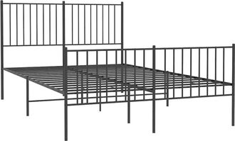vidaXL Vidaxl - Estructura Cama Sin Colch&oacute;n Con Estribo Metal Negro 140x200 Cm