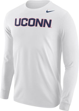 Nike Connecticut Huskies Nike Mens Football Long-Sleeve T-Shirt in White | M12333P397UCON-WHT