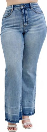 Judy Blue Tummy Control With Release Hem Flare Jeans - Plus In Medium Blue