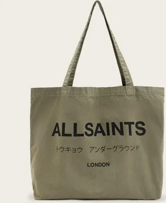 AllSaints Mens Cotton Underground Logo Printed Tote Bag, Size: One Size