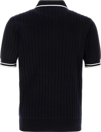 Dolce & Gabbana Mens Costa Polo Shirt Navy Cotton Nylon Sweater
