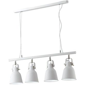 Fan Europe Sospensione legend in metallo bianco con finiture nichel a quattro luci