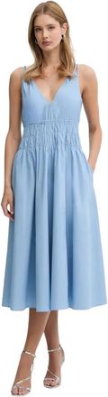 Pinko Amie Jurk - Dames - Casual kleedjes - Blauw - L - Katoen - Kleedjes