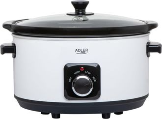 Adler Europe Mijoteuse - Faitout Amovible En C&eacute;ramique - Adler Ad613w - 5,8 L - Poign&eacute;es De Transport R&eacute;sistantes &Agrave; La Chaleur