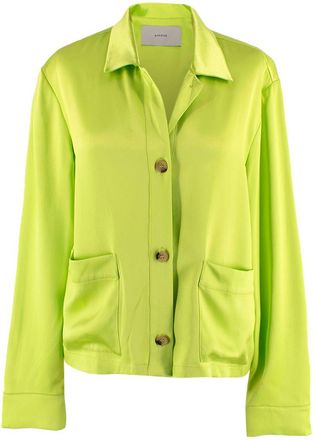 Asceno neon green silk shirt Size M