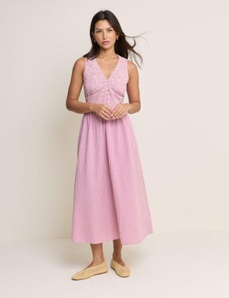 Nobody's Child Pink Gingham Sleeveless Eliza Midi Dress