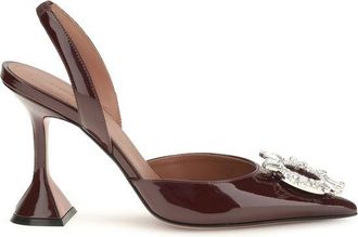 Amina Muaddi Bordeaux Calf Leather Bos Taurus High Heel Womens Pumps