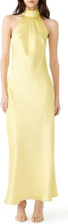 Steve Madden Lara Satin Bias Cut Maxi Dress in Butter Yellow at Nordstrom, Size X-Small