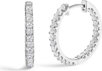 House of Brilliance 14K White Gold 2.00 Cttw Princess Diamond Inside Out Hoop Earrings at Nordstrom