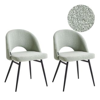 Beliani Conjunto De 2 Sillas De Comedor Modernas Tapicer&iacute;a De Boucl&eacute; Respaldo Rebajado Asiento Sal&oacute;n Comedor Verde Claro Onaga