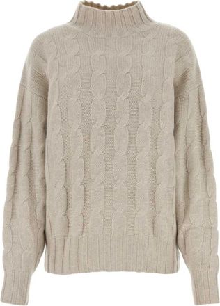 Le Kasha Gem&ecirc;leerde kasjmier trui - Dames - Cashmere truien - Beige - S/M - Leer - Truien & Vesten