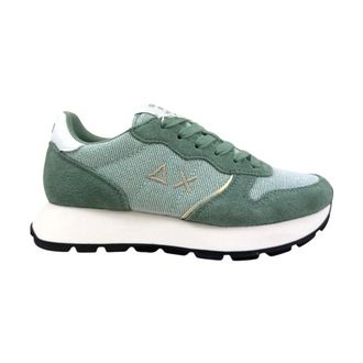 Sun 68 Sneakers, female, Green, Size: 11 US Ally Glitter Textile Sneaker