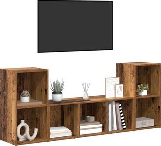 Berkfield Home TV Cabinet Set 3 pcs Brown 107 x 35 x 37 cm Engineered wood