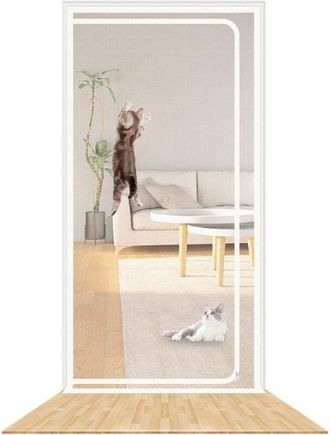OEM Puerta Mosquitera Reforzada Para Gatos, Resistente A Mascotas, Con Cremallera, Mantiene A Perros Y Gatos Fuera De Casa, Color Blanco (compatible Con P