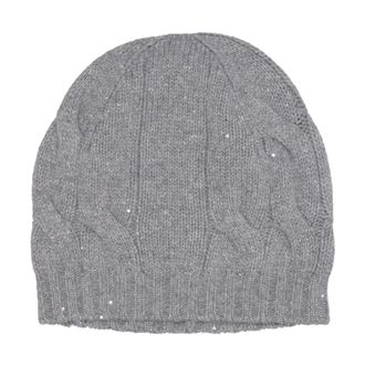 Gran Sasso Cable-knit Sequin Beanie - Dames - Hoeden - Grijs - 42 CM - Wol - Accessoires