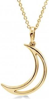 Allurez Crescent Moon Pendant Necklace in Solid 14k Yellow Gold