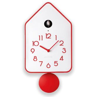 Guzzini Qq-up Orologio da Parete con Pendolo - Rosso, 18,8 x 9,8 x h37 cm - 16860555 - Guzzini
