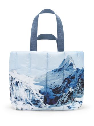 Perfect Moment Shopper met bergprint - Blauw
