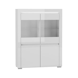 Petits Meubles Vajillero 4 puertas con led paneles laminados blanco