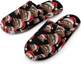 Generic Cute Poop Christmas Mens Cozy Memory Foam Slippers Warm Cotton House Shoes Comfy Slipper for Indoor Outdoor